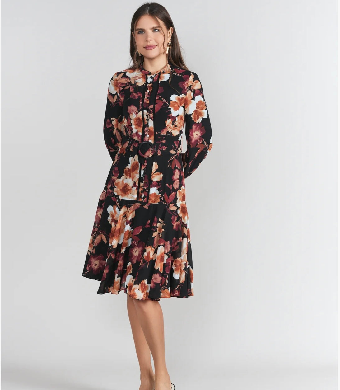Adina LV Sophie Dress - Brown Floral Chiffon