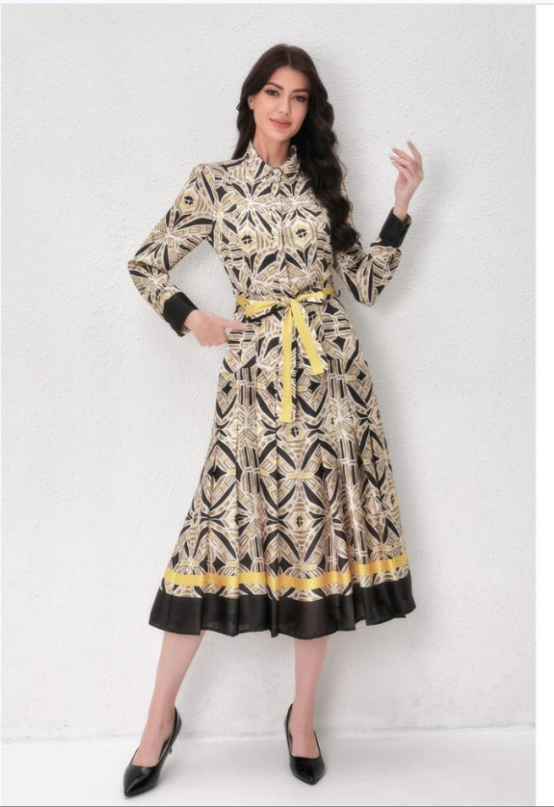 Miss Finch Black/Yellow Dress 4329