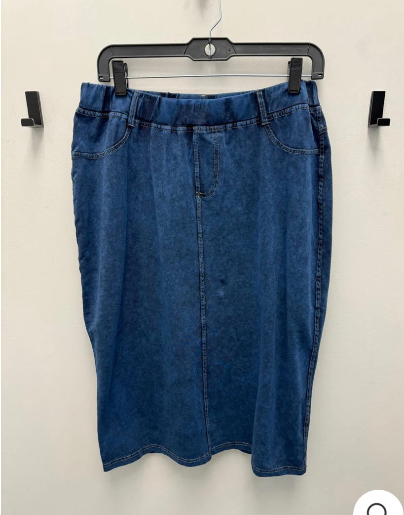 DRAMA NYC PLUS Acid Wash Pencil Skirt
