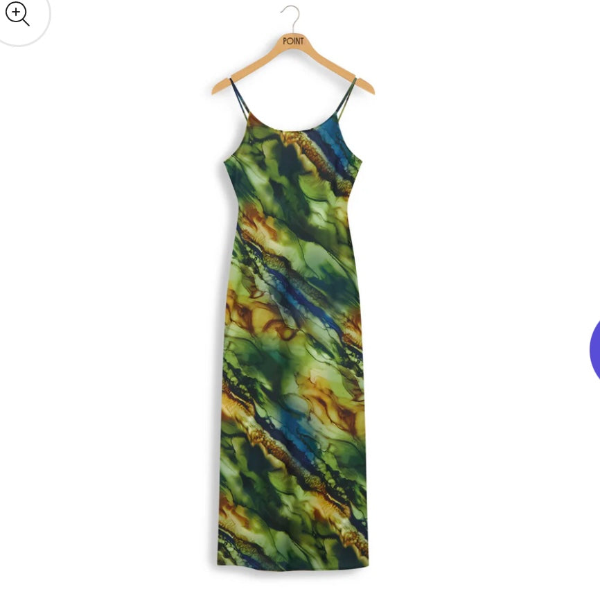 POINT SATIN STRAIGHT SLIP DRESS