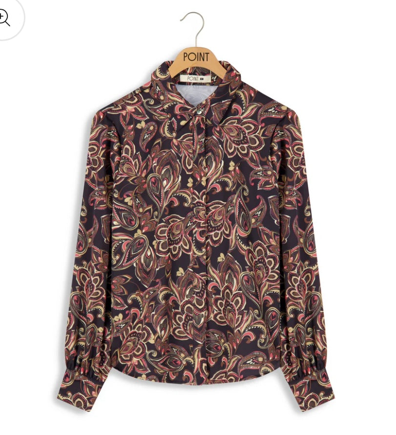 POINT SATIN BLOUSE PAISLEY