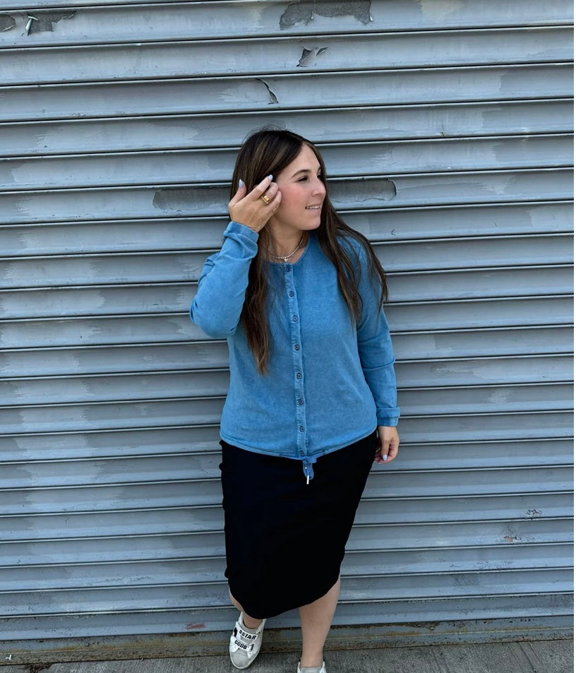 DRAMA NYC PLUS Stone Wash Button Down Top- 3 Colors