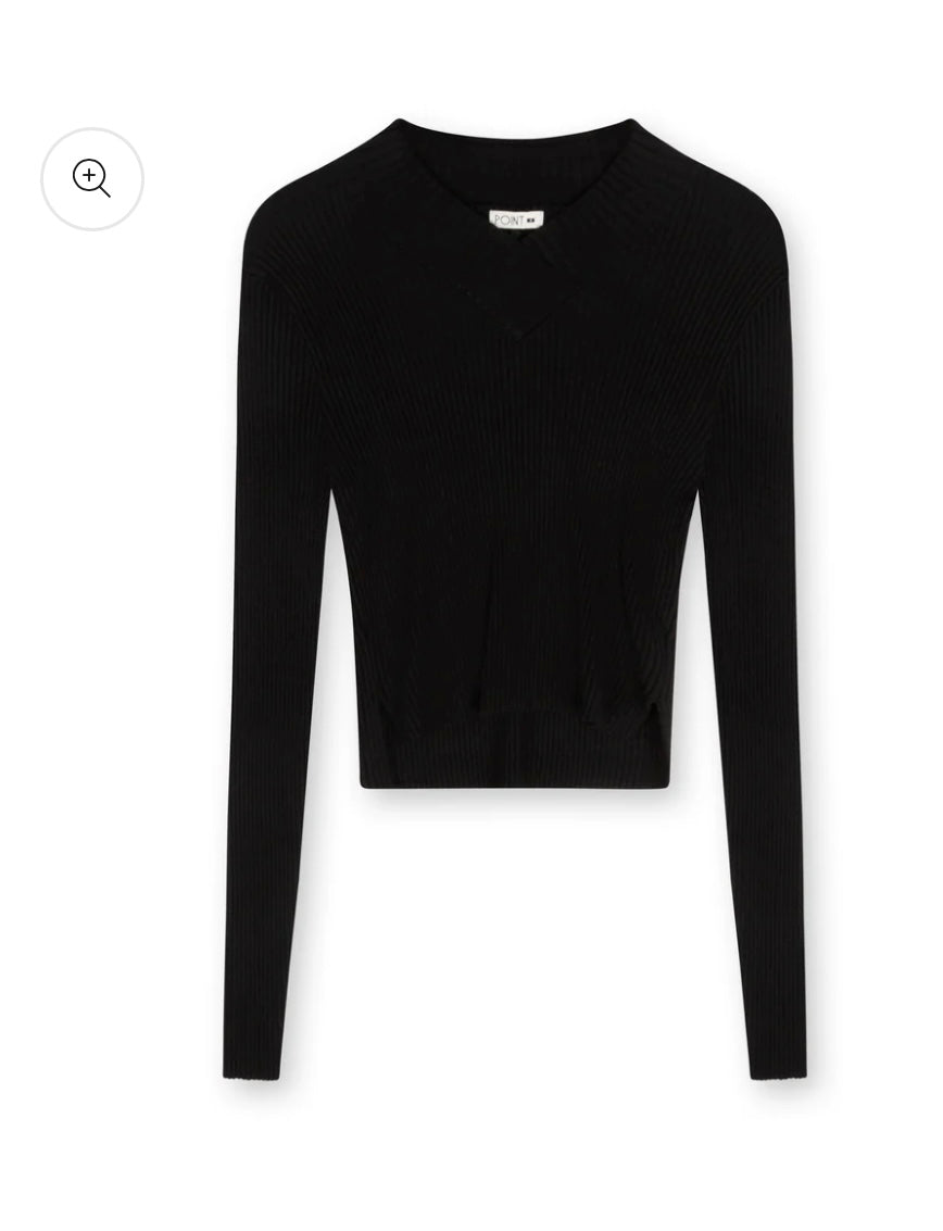 Point V-Neck Cropped Sweater