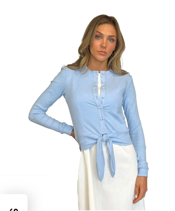 AVA LEA COUTURE Tied Mini Cardigan Tee- 2 Colors