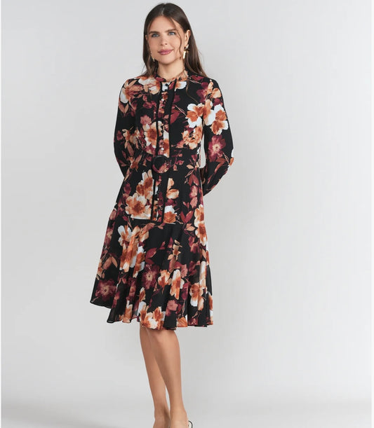 Adina LV Sophie Dress - Brown Floral Chiffon