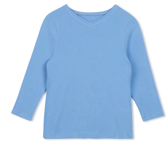 Point 3/4 Sleeve Classic V-Neck- 4 colors