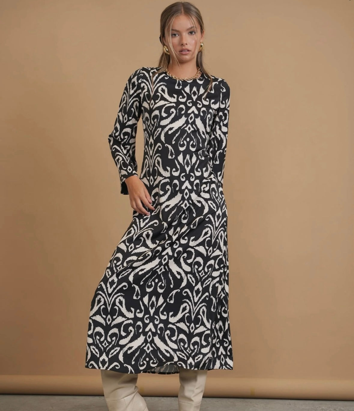 BLISS BLACK/WHITE ABSTRACT DRESS