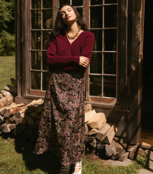 POINT ALINE SATIN SLIP DRESS PAISLEY