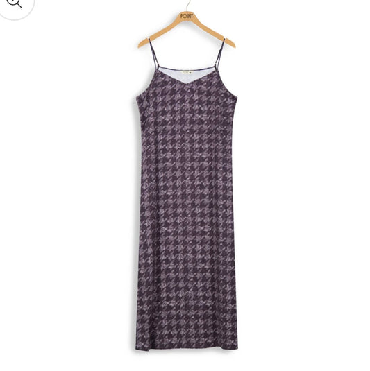 POINT ALINE SATIN SLIP DRESS HOUNDSTOOTH