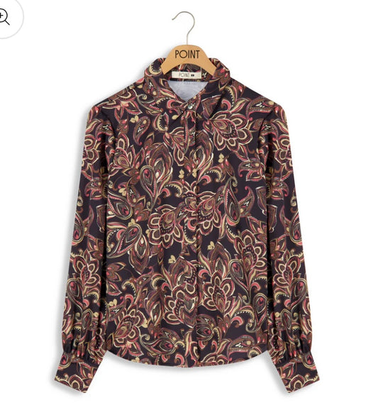POINT SATIN BLOUSE PAISLEY