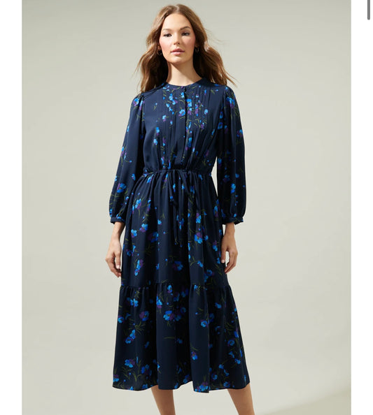 Floral Midi Dress NAVY-PURPLE