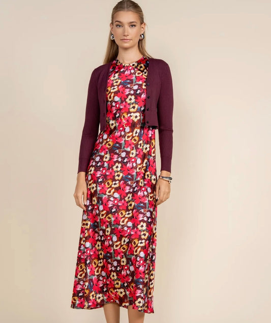 Apparalel AMÉLIE DRESS IN MERLOT FLORAL