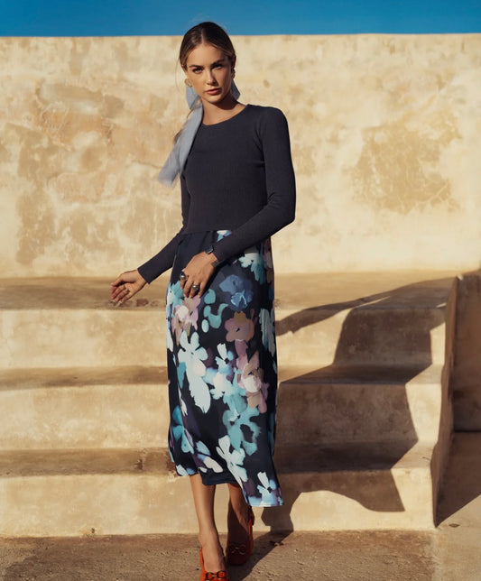 Bliss Combo Slip Dress Abstract Floral