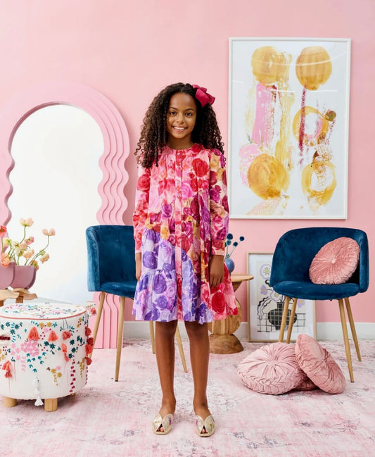 PORTER VIBRANT LARGE ROSEBUD DRESS 2067