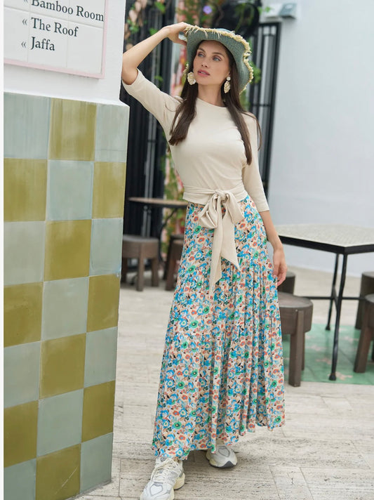 ADINA LV TIERED MAXI SKIRT- FUNKY FLORAL