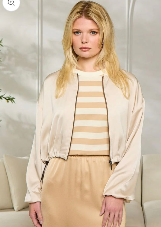 POINT SATIN BOMBER ECRU
