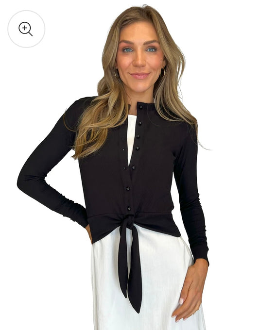 AVA LEA COUTURE Tied Mini Cardigan Tee- 2 Colors