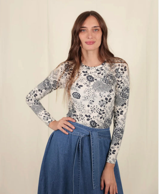 BYRD BY TZIPPY B&W Floral Tee
