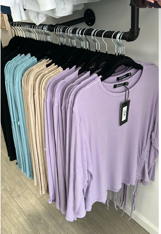 DRAMA NYC PLUS Side-Cinch Ribbed T-Shirt- 4 colors