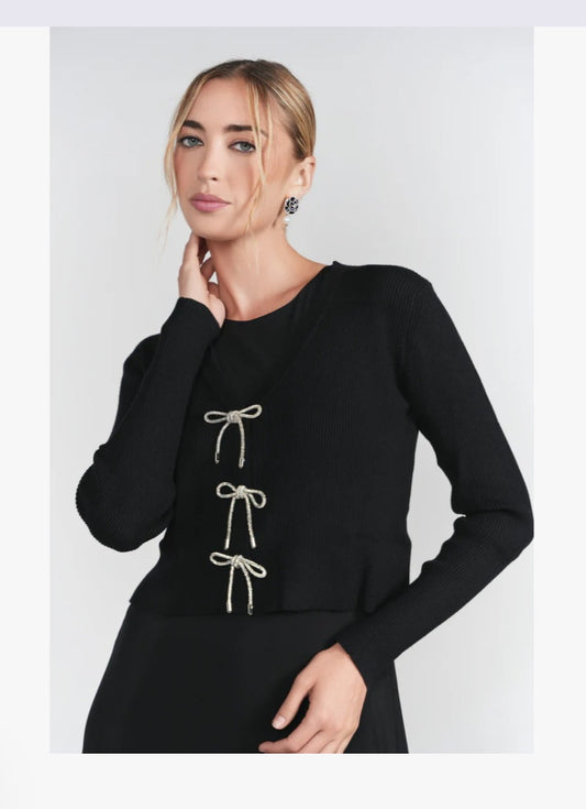 ADINA LV Black Bow Cardi