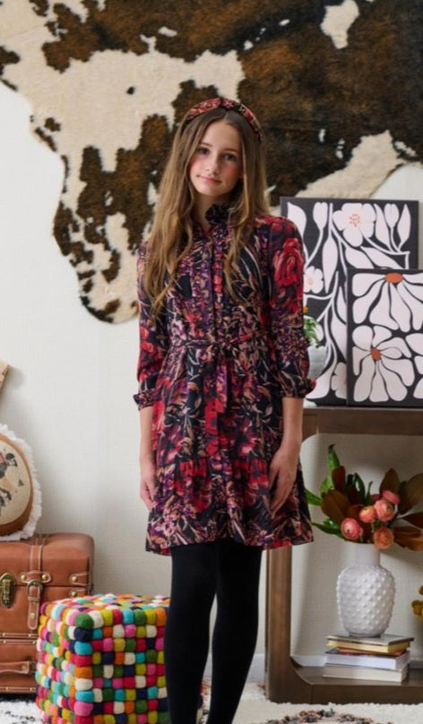 Porter Purple Print Chiffon Dress